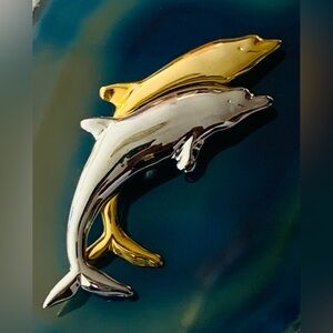 Liz Claiborne Gold and Silver Dolphin Brooch